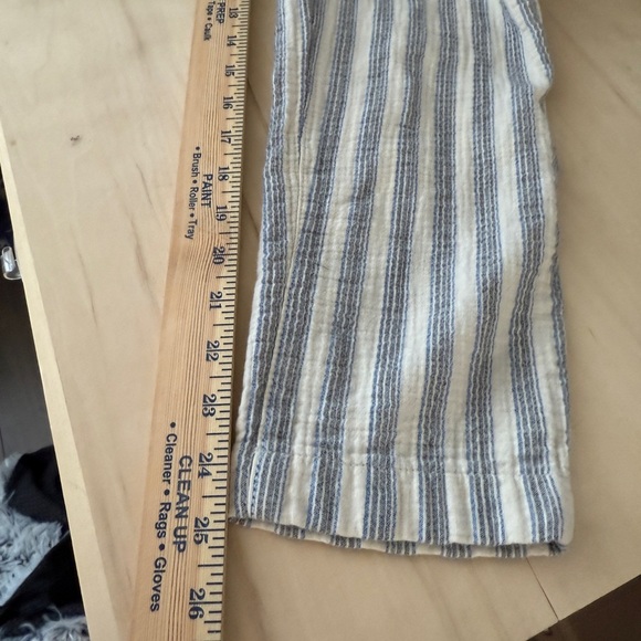 Zara Cotton Pull-on Drawstring Waist Striped Off White Pants - Picture 6 of 8